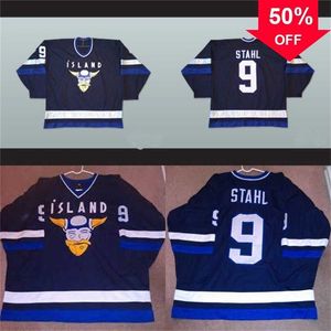 Mag MIT Mighty Ducks Movie Jersey Stahl Iceland #9 Мужские сшитые вышивающие майки с вышивкой