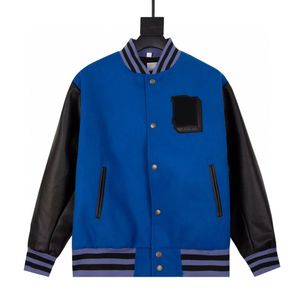 2023 Männer Designer Mantel Jacke Baseball Star 1865 Emboss Brief Spleißen Leder Ärmel Langarm Frauen Grau Blau S-XL