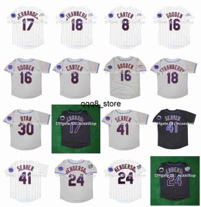 QQ88 Vintage 1986 Dünya Serisi Beyzbol Forması Keith Hernandez Dwight Gooden Gary Carter Darryl Çilek Tom Seaver Nolan Ryan Beyaz Siyah Gri Boyut S-XXXL