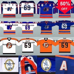 Mag MitNess Goon Custom 69 Doug The Thug Glatt Jersey Blue White Movie Hockey Jerseys Stitched