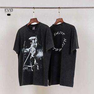 Saint Trendy FOG High Street Los Angeles Washed Old Kiss Band Short Sleeve T-shirt for Men and