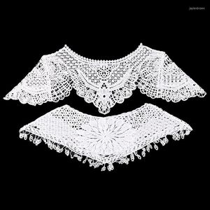 Sciarpe Sun Flower Style Women's Sweet White Hollow Crochet Lace Nappe Knit Wide Collar Cape Shawl
