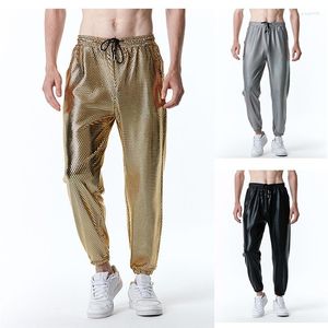 Pantaloni da uomo Halloween Discoteca Per uomo Anni '70/'80 Party Rave Vintage Cosplay Night Club Metallic Hologram Pantaloni lucidi