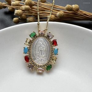 Promoção de Colares com Pingente! Colar de madrepérola natural virgem de Guadalupe para presente feminino medalhas religiosas
