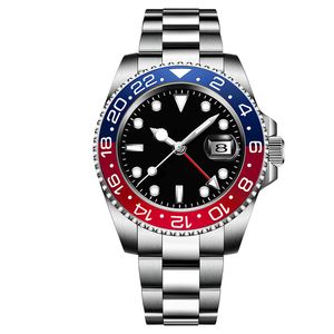orologi di design di qualità aaa orologio da uomo 40mm 904L automatico meccanico Fibbia pieghevole vetro zaffiro Ceramica impermeabile Lunetta blu rossa Orologi da polso con quadrante nero