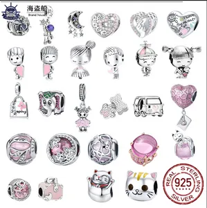 Do Pandora Charms Sterling Silver Beads Rose Girl Boy Pink Sparkle Spacer Clip Bead