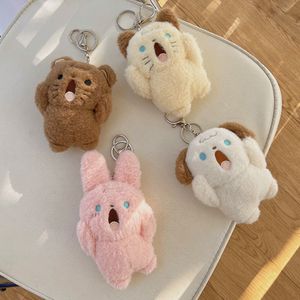 Plush Keychains Rabbit Shouting Bear Children Gift Dog Bag Decoration Pendant Keychain Backpack Charms Stuff Toy 230603