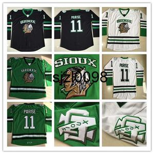 Sj98 11 Zach Parise Dakota du Nord Fighting Sioux College Hockey Sioux Jersey cousu et brodé de qualité supérieure