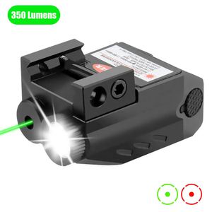 Tactical LED Light Red Laser Sight Combo 350 Lumen USB uppladdningsbar ljus Kompakt Rail Mount Light-Green