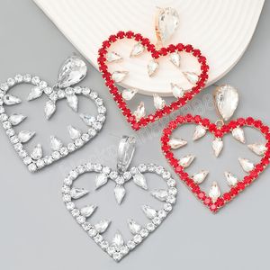 Creativo strass in metallo a forma di cuore orecchini pendenti gioielli da sposa accessori per ciondoli da donna