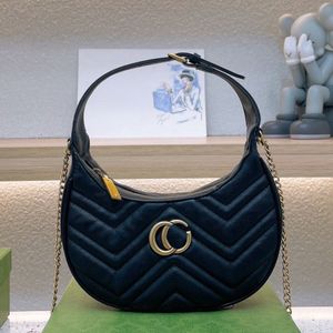 Bolsas femininas de grife de luxo, bolsa de ombro, bolsas de couro genuíno, bolsa de afrodite, letra de metal, menisco, nova corrente feminina, bolsa de braço, bolsa de corpo cruzado