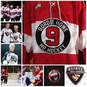C2604 Mitness Whl Bay Hockey Vancouver Giants Forma ile Onurlandırıldı 50. Yıldönümü #9 Jersey'i Gordie Howe Onuruna Yüksek Kalite Dikişli