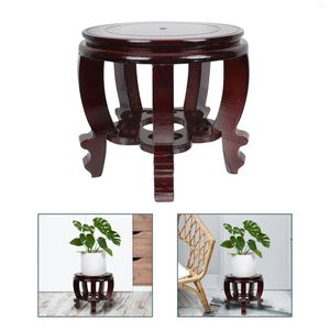 Dinnerware Sets Wood Display Base Round Flower Pot Holder Stand Saucer Tray Coasters For ( Brown )