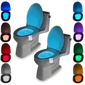 Andere Event Party Supplies Smart LED Bewegungssensor Toilettensitz Nachtlicht 8 Farben Wasserdichte Hintergrundbeleuchtung für Bowl Luminaria Lampe WC 230603
