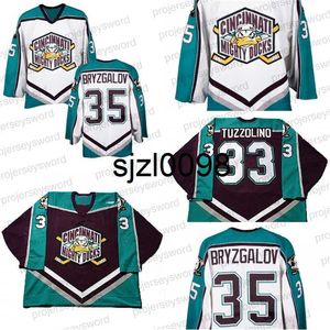 SJ98 1999-2000シンシナティマイティアヒルジャージーホッケー8ショーンエイブリー33トニータッツォリノ35 IILYA BRYZGALOV DUCK ICE HOCKEY JEJSEYS BLACK WHITE S-3XL