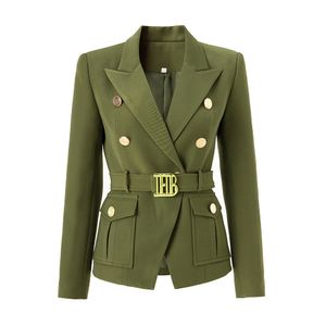 BA028 Women garnitury Blazers Oficjalny odzież Parisstyle Retro Modna Projektanta mody mody mody mody Lion Podwójny szczupły BC06