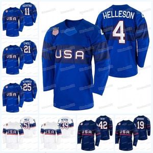 C2604 Mitness Team USA 2022 Winter Hockey Jersey Drew Helleson Ben Meyers Jake Sanderson Matty Beniers Nick Perbix Sam Hentges Brock