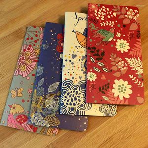 Vintage Portable Notebook Bird and Flower Memo Pad Kraft Paper Diary Book Soft Copybook Notepad Office School Supplies F6474