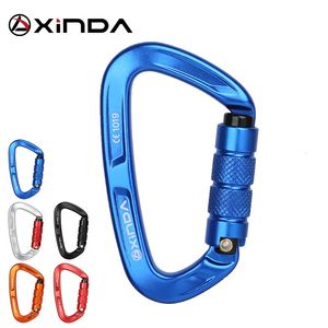 Cords Slings and Webbing XINDA Rock Climbing Carabiner 25KN Safety D-Shape Buckle Auto Lock Spring-loaded Gate Aluminum Carabiner Outdoor Kits 230603