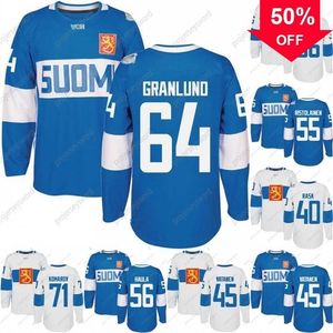 Mag Mit 2016 World Cup of Hockey Finland Team Jersey Komarov Granlund Haula Ristolainen Filppula Vatanen Rask Jokinen Uomo Donna Youth Custom Hoceky