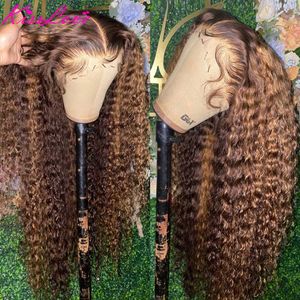 Cabelo HumanoFrontal Human Highlight Hair Capless Wave Wigs Renda Transparente 180density Curly Blonde Wig Long Deep Prepened Sinthetic 1