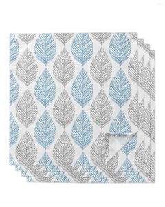 Столовая салфетка 4pcs Blue Grey Leaf Texture Leaves Square 50 см. Свадебные украшения Clate Kitchen Ужин для салфетки