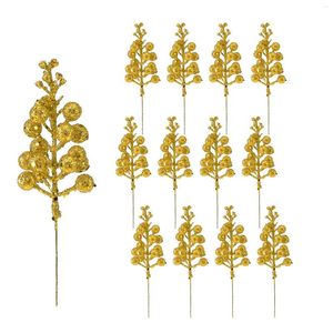 Dekorative Blumen, 12 Stück, künstliche Glitzer, Kirschbeere, Weihnachtsbaumschmuck, Simulation, DIY, Kranz, Basteln, Geschenk, Party, Zuhause, Ornamente