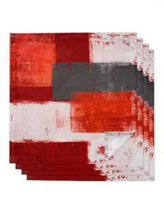 Table Napkin 4pcs Oil Painting Abstract Geometric Red Square 50cm Wedding Decoration Cloth Kitchen Dinner Serving Napkins