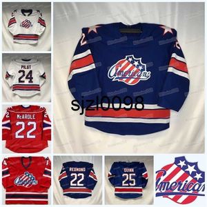 Sj98 Custom Rochester Americans Hockey-Trikot AHL Michael Mersch Jack Quinn John Peterka Sean Malone Ryan MacInnis Oskari Laaksonen