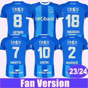 23 24 KRC Genk Heynen Mens Futbol Formaları El Khannous Samatta McKenzie Paintsil M.tresor Cuesta Ev Mavi Gömlekler Kısa Kollu Üniformalar