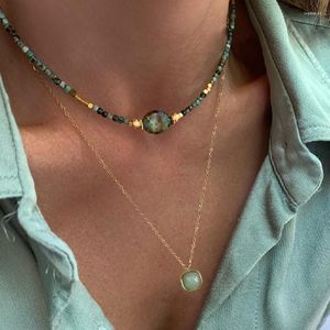 Choker Handmade African Turquoise For Women Delicate Natural Stone Jewelry Colorful Tourmaline Agate Beaded Necklace 2023
