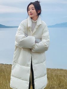Trench da donna Parka lungo da donna Moda Giacche invernali Donna 2023 Pane coreano Parka Donna Solido Bianco Caldo Causale