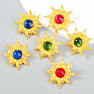 Mode Metall Harz Geometrische Sonne Ohrringe frauen Klassische Übertriebene Stud Ohrringe Bankett Schmuck Zubehör