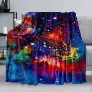 Cobertores Swaddling Space Galaxy Star Flannel Throw Blanket Azul Roxo Cor para Crianças Meninos Meninas Presente Quente King Size Queen Leve Super Macio 230603