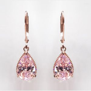 Dangle Earrings 18K Rose Gold Vintage Earring 925 Sterling Silver Pear Cut 4ct Pink Diamond Party Wedding Drop For Women Jewelry