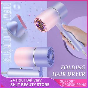 Hair Dryers Professional Folding Hairdryer Household Heating And Cooling Air Hair Dryer Home Appliances High Power Anti-static Modeling Tool 230603