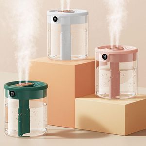 Apparater dubbel munstycks luftfuktare med LCD -fuktighet Display 2L stor kapacitet Arom Essential Oil Diffusor för hems sovrum