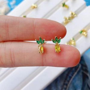 Brincos 6 pares de joias pequenas por atacado frutas cristal strass joias femininas banhado a ouro formato de abacaxi