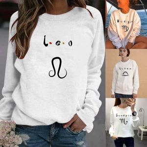 Felpe con cappuccio da donna Felpe con stampa primavera e autunno da donna Felpe bianche a maniche lunghe con scollo a O Pullover sportivi sottili Top femminili