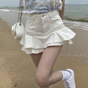 Skirts Women Summer Sexy Solid Colour Ball Gown Jeans Female Casual Pocket Slim A-line Mini Vintage Denim