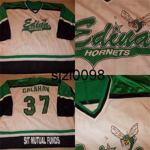 Sj98 VTG-Edina Hornets Minnesota High School Game WornUsed Hockey Jersey 100% ricamo cucito s Maglie da hockey