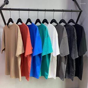 Men's T Shirts European American High Street Short Sleeve Edging T-Shirts Man Loose Oversize Solid Color Cotton Tees Tops Summer