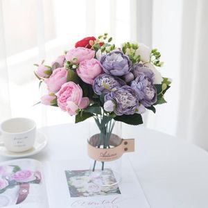 Dekoratif çiçek simülasyonu buket gül ev düğün dekorasyonu sahte çiçek yapay masa sevgililer günü hediyeler