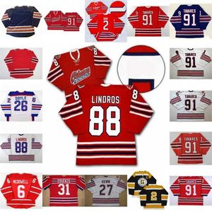 C2604 Thr Oshawa Generals Jersey 88 Eric Lindros 27 Kewin 26 Shane Doyle 31 Dirienzo 91 John Tavares 2 Bobby Orr 6 Jimmy McDowell Hockey Jersey