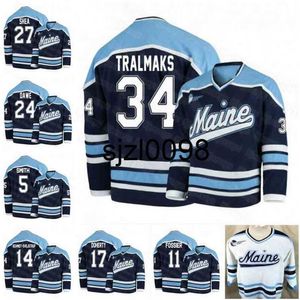 Sj98 Ceo24 Adam Dawe Maine Black Bears College camisa de hóquei no gelo Eduards Tralmaks Jacob Schmidt Svejstrup Mitchell Fossier Patrick Shea Ryan Smith