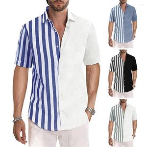 Men's Casual Shirts Men's Holiday Hawaiian Beach Striped Print Tops Business Cropped Oversized T-Shirts 5XL Designer Clothing