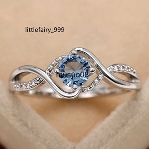 Band Rings Huitan 2022 Modern Design Women's Wedding Rings Charming Blue Cubic Zirconia High Quality Silver Color Ring Engagement Jewelry J230602