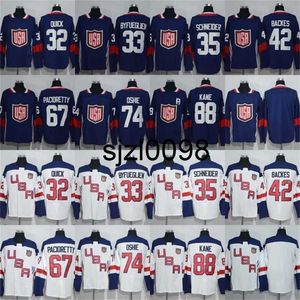 SJ98 32 Jonathan Quick 33 Dustin Byfuglien 35 Cory Schneider 42 David Backes Jersey 2016 World Cup of Hockey Team USA Hockey Jersey Cheap