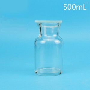 Garrafa Coletora de Gás 500mL Vidro Transparente Com Terra - Coletor em Folha Equipamento de Química Laboratorial