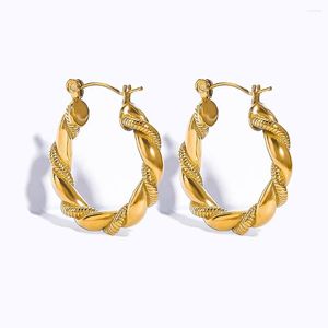 Hoop Earrings WILD & FREE Trendy 18K Gold Plated Twisted For Women Vintage High Quality Waterproof Jewelry